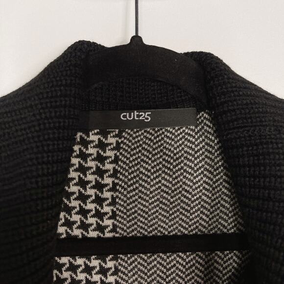 Cut25 by Yigal Azrouel M Black Cream Houndstooth Herringbone Sweater Dress Wool - Picture 8 of 10